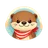 Cute flat cartoon otter face avatar icon with layered paper-cutout style design for casino review
